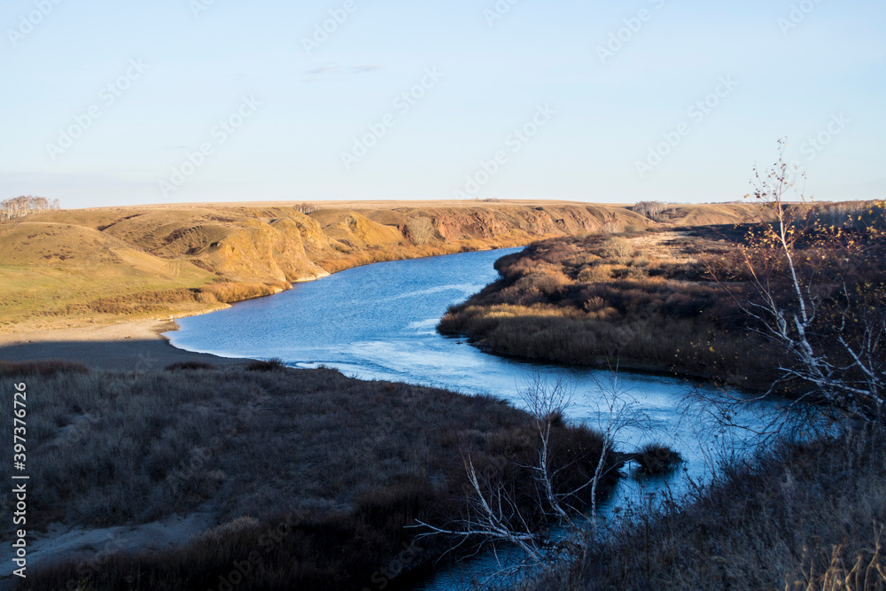 River, river Ishim, landscape, the landscape of Kazakhstan.