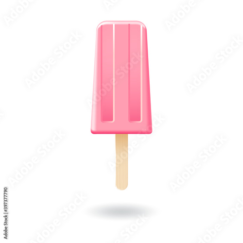 Pink strawberry ice cream stick or popsicle mockup template.