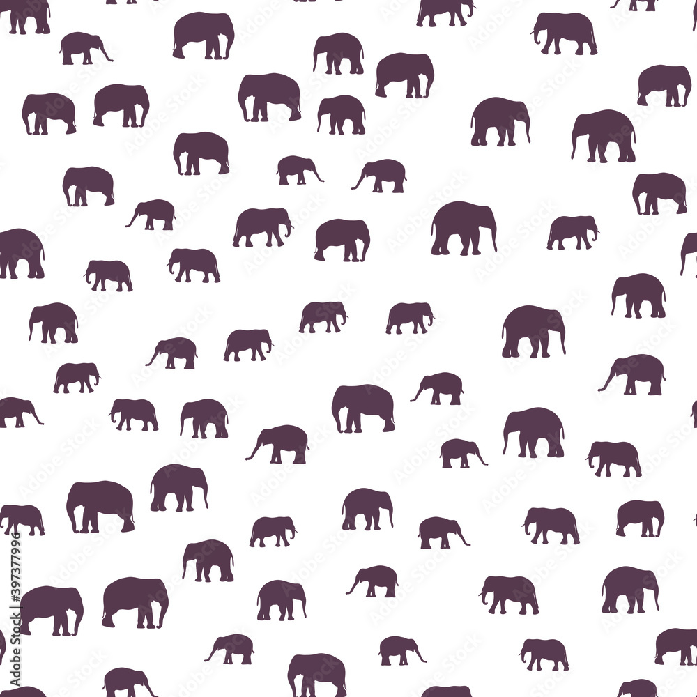 Fototapeta premium Seamless vector pattern with african elephants