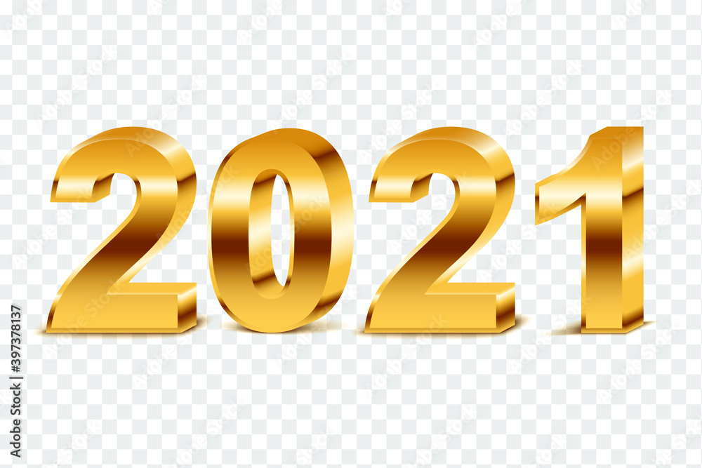 2021 Happy New Year. Realistic 3d number symbol. Holiday vector illustration of golden metallic 2021 number. Festive poster or banner design. Modern lettering sign composition 2021 Happy New Year. Realistic 3d number symbol. Holiday vector illustration of golden metallic 2021 number. Festive poster or banner design. Modern lettering sign composition