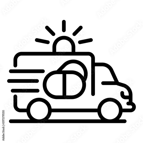 Drugs delivery icon. Outline drugs delivery vector icon for web design isolated on white background
