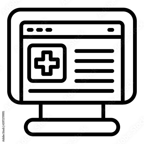 Website pharm icon. Outline website pharm vector icon for web design isolated on white background