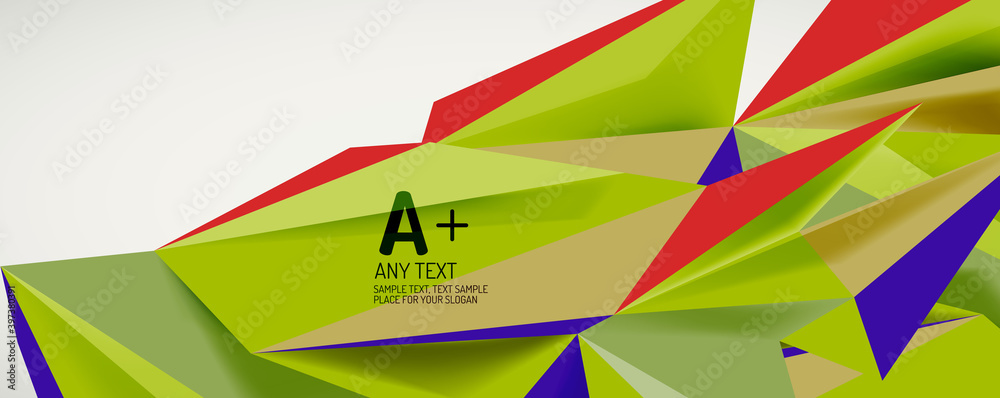 Vector triangle geometric backgrounds. Low poly 3d shape on light backdrop. Vector illustration for covers, banners, flyers and posters and other designs Vector triangle geometric backgrounds. Low poly 3d shape on light backdrop. Vector illustration for covers, banners, flyers and posters and other designs