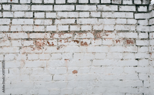 Old brick wall covered in white paint