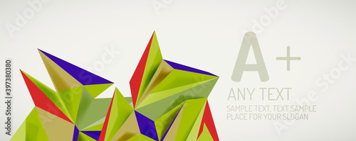 Vector triangle geometric backgrounds. Low poly 3d shape on light backdrop. Vector illustration for covers  banners  flyers and posters and other designs