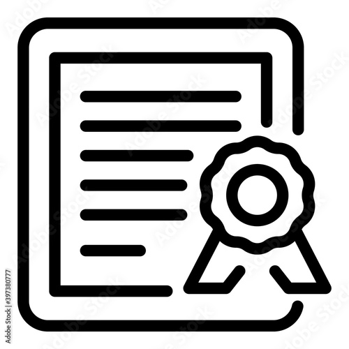 Work certificate icon. Outline work certificate vector icon for web design isolated on white background