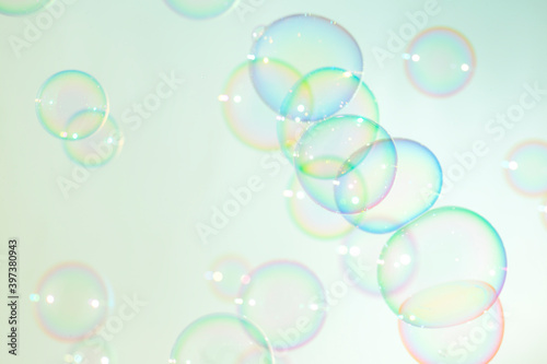 Beautiful abstract colorful soap bubbles float texture background. freshness natural summer background.