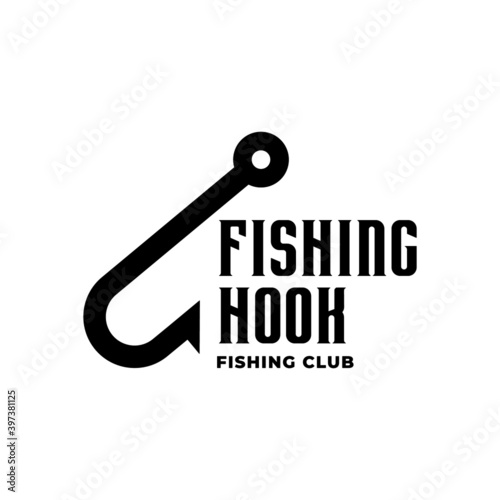 Fishing hook logo Vector sign. Fishing equipment Logo Design Template.