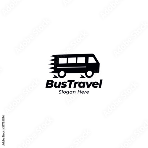 Mini Van Travel Logo illustration in vintage style. minivan vector symbol editable file