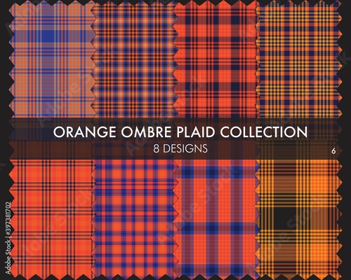 Orange Ombre Plaid textured Seamless Pattern Collection