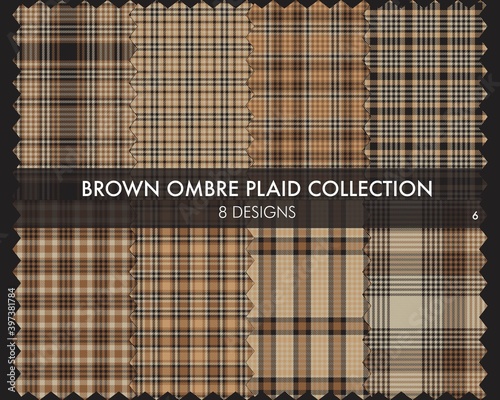 Brown Ombre Plaid textured Seamless Pattern Collection