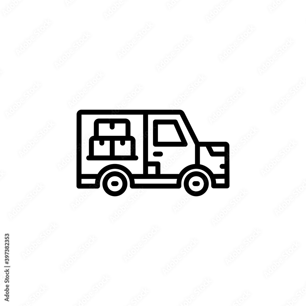 delivery vector icon line style. Perfect for website, application, commerce, presentation, logo and more. simple, thin and modern outline icon