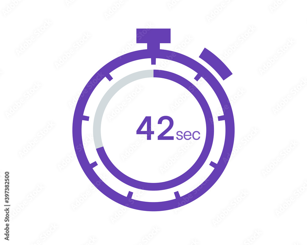 Timer 42 sec icon, 42 seconds digital timer. Clock and watch, timer, countdown