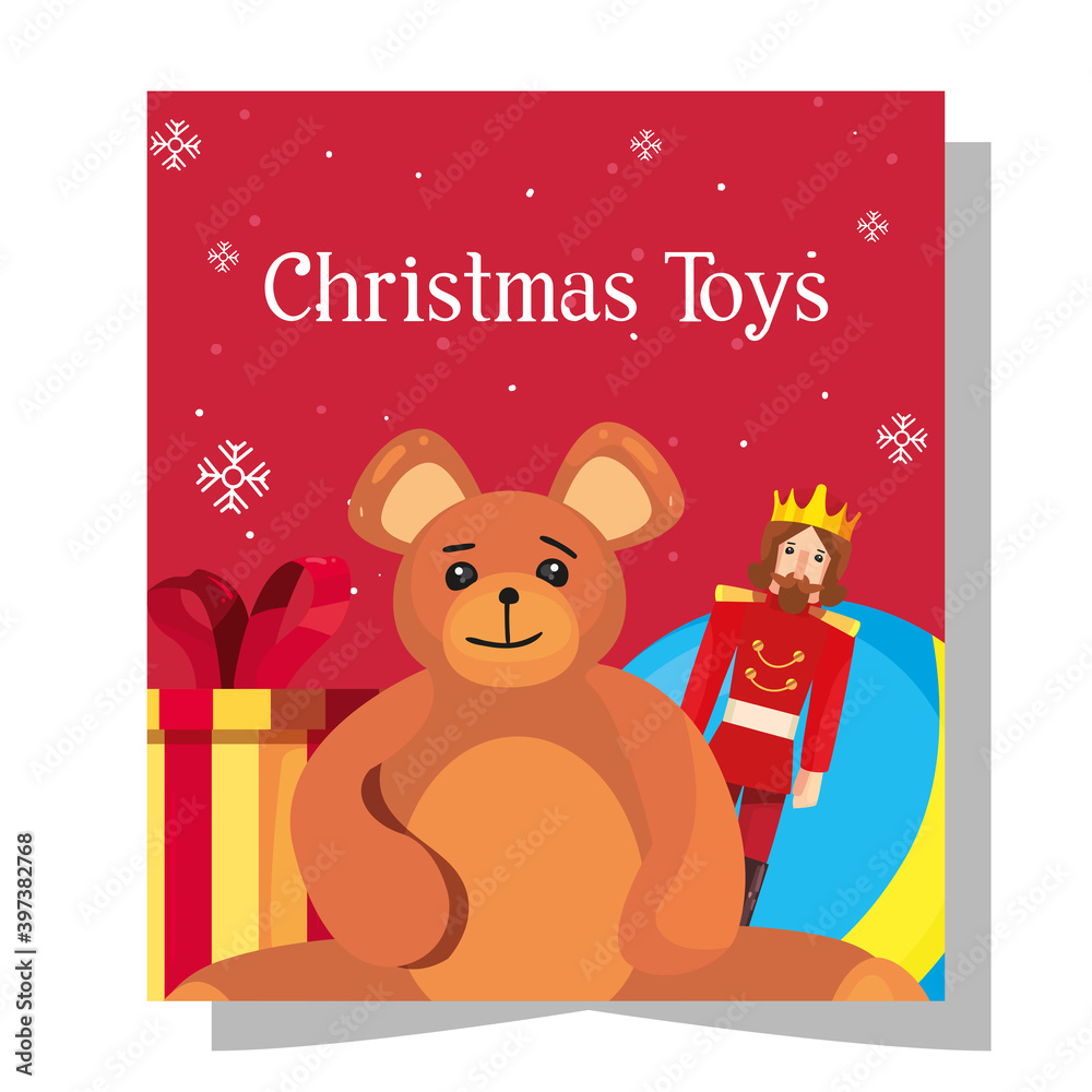 merry christmas toys teddy bear gift and prince design