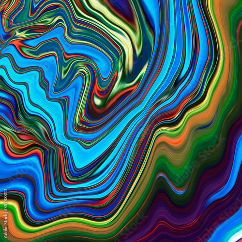 Abstract colorful acrylic pour. Paint pour art. Liquid marble surfaces pattern texture. Design illustration.