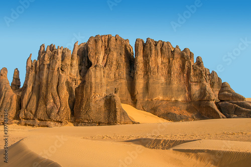 Rocky Hoggar mountains in the Sahara desert  photo