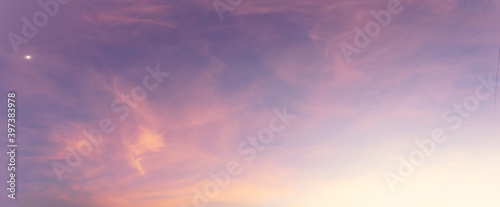 sky panorama  Natural colors Evening sky Shine new day for Heaven, The light from heaven from the sky is a mystery, In the twilight golden atmosphere, Modern sheet structure design, New Banner Web 202
