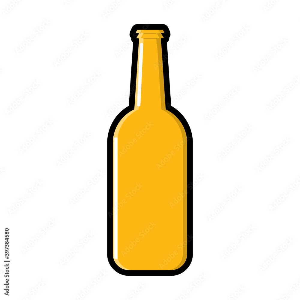 A bottle of barley light chilled light amber yellow hop alcoholic lager craft beer icon on a white background. illustration A bottle of barley light chilled light amber yellow hop alcoholic lager craft beer icon on a white background. illustration