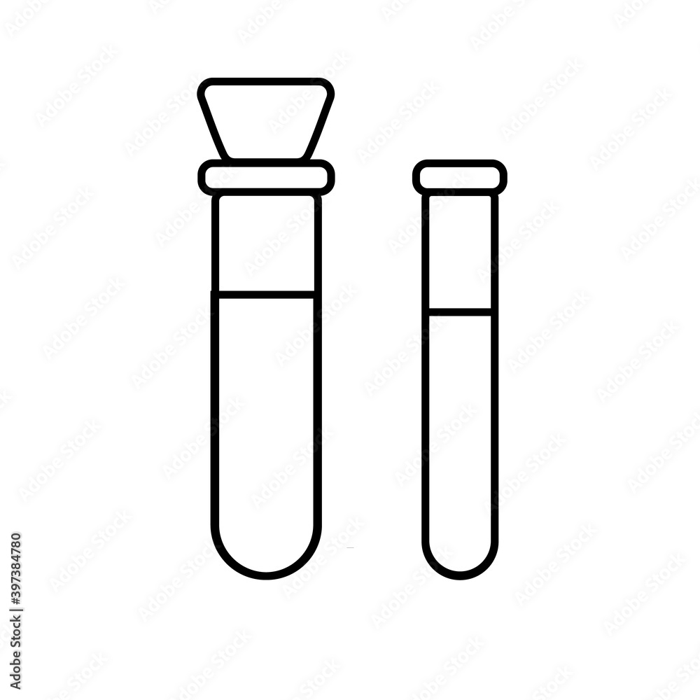Chemical laboratory medical test tube, flask for drugs and chemical experiments, simple black and white icon on a white background. illustration Chemical laboratory medical test tube, flask for drugs and chemical experiments, simple black and white icon on a white background. illustration