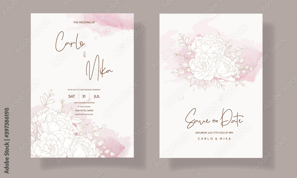 Beautiful and elegant wedding invitation floral