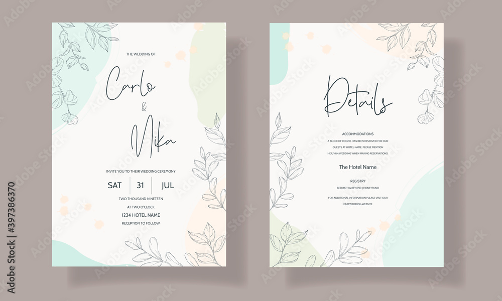 Beautiful and elegant wedding invitation floral