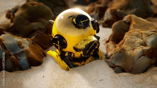 Copper old vintage deep sea diving helmet