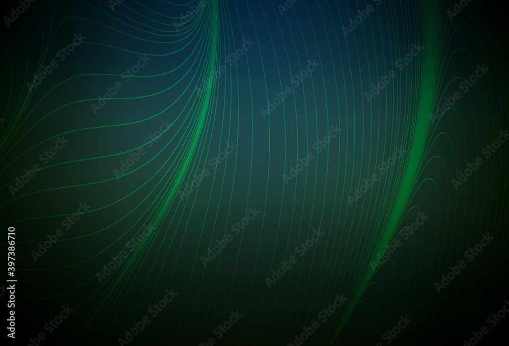 Dark Green vector background with wry lines.