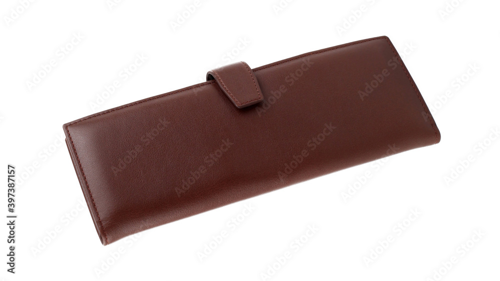 New brown card case of genuine cattle leather