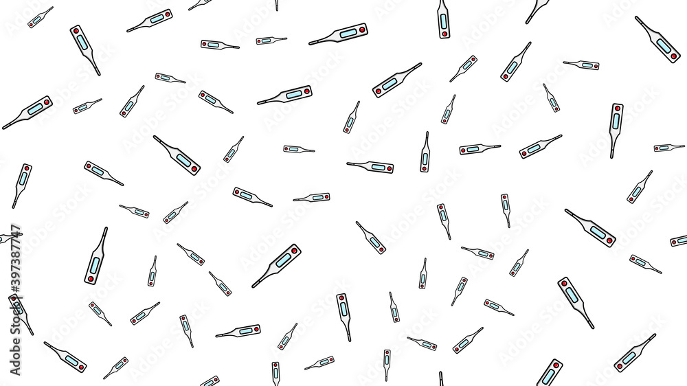 Seamless pattern texture of endless repetitive medical digital modern electronic thermometers for measuring body temperature on a white background. illustration Seamless pattern texture of endless repetitive medical digital modern electronic thermometers for measuring body temperature on a white background. illustration