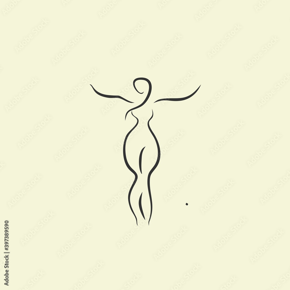 female shape nude body icon line illustration vector logo design female shape nude body icon line illustration vector logo design
