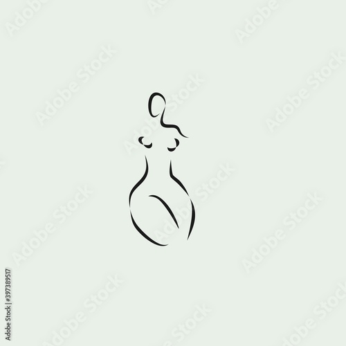 female shape nude body icon line illustration vector logo design