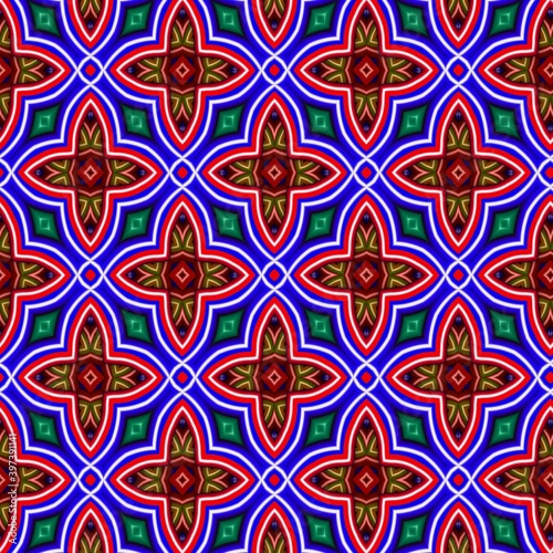 Wallpaper Mural  colorful symmetrical repeating patterns for textiles, ceramic tiles, wallpapers and designs. seamless image.  Torontodigital.ca