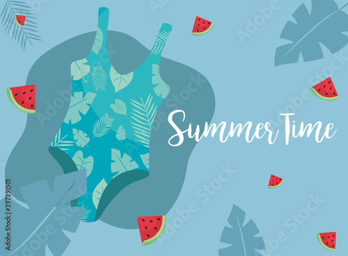 Summer time swimwear and watermelons vector design