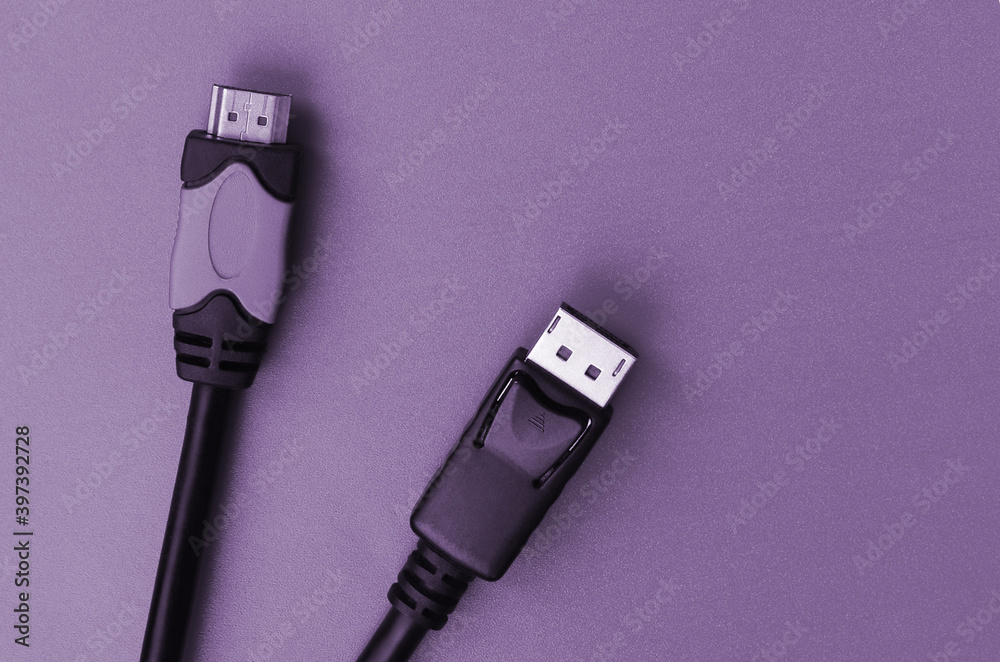 Audio video HDMI computer cable plug and 20-pin male DisplayPort gold ...