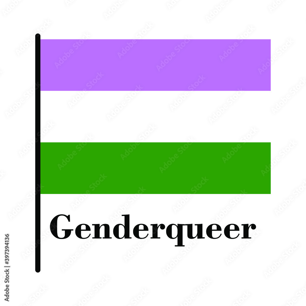 Genderqueer flag on white background, sign for design, vector illustration Genderqueer flag on white background, sign for design, vector illustration