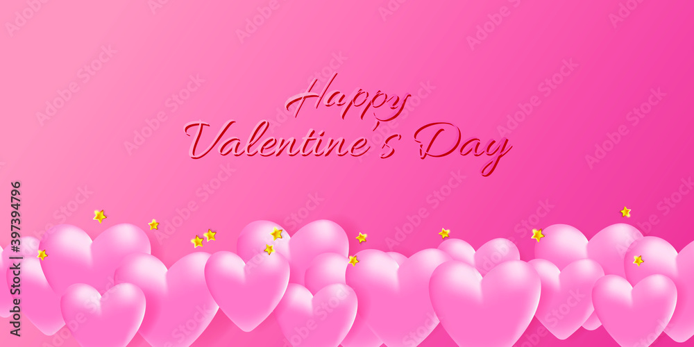 Holiday vector illustration. Festive background with pink hearts. Design for Valentine's day, Wedding, Mother's Day