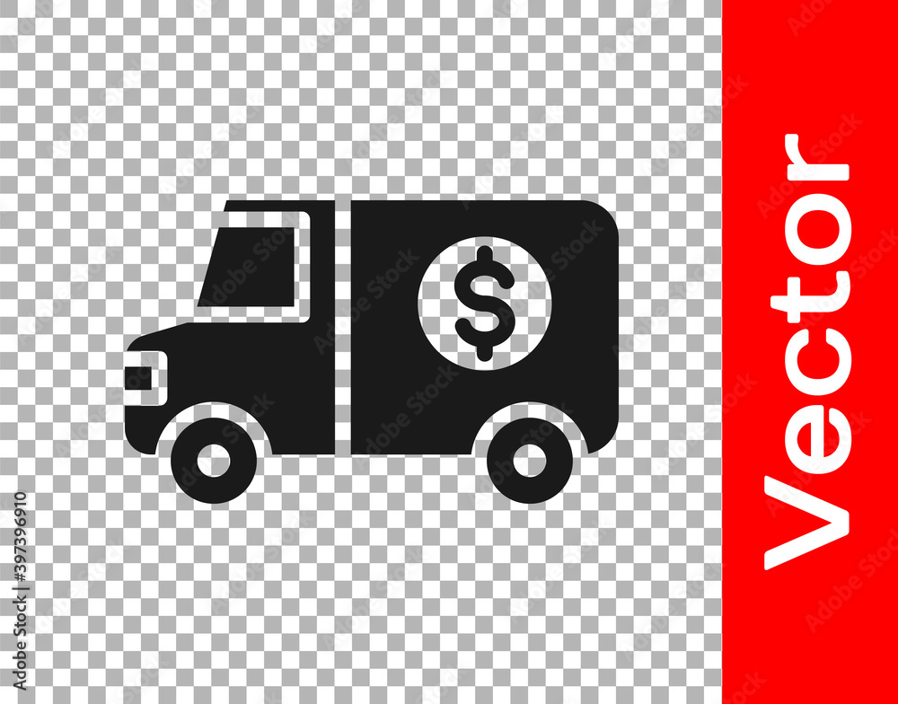 Black Armored truck icon isolated on transparent background. Vector. Black Armored truck icon isolated on transparent background. Vector.