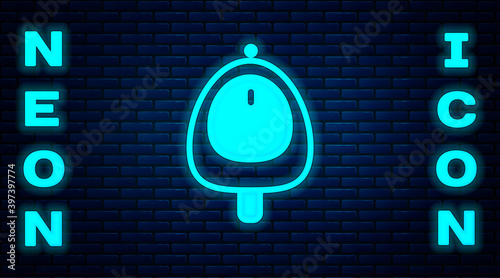 Glowing neon Toilet urinal or pissoir icon isolated on brick wall background. Urinal in male toilet. Washroom, lavatory, WC. Vector.