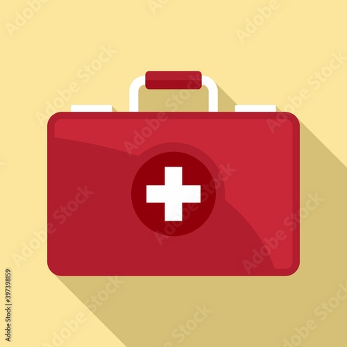 First medical aid kit icon. Flat illustration of first medical aid kit vector icon for web design