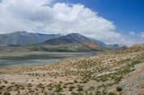 Colorful high-altitude mountain landscape along Pamir Highway near Kyzyl Art border, Murghab, Gorno-Badakshan, Tajikistan
