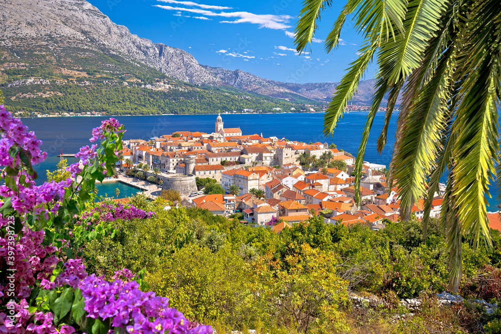 Historic town of Korcula panoramic view