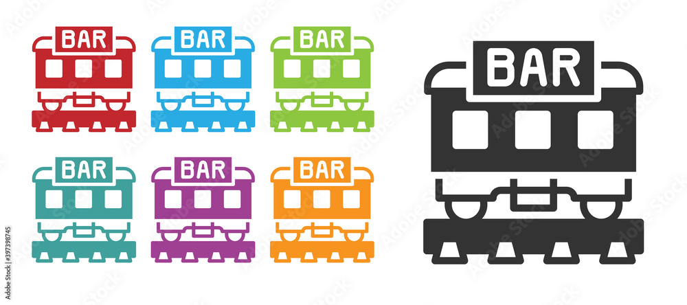 Black Restaurant train icon isolated on white background. Set icons colorful. Vector.
