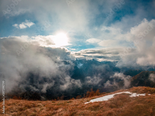 Trekking in a cloudly autumn day in the Dolomiti Friulane  Friuli-Venezia Giulia