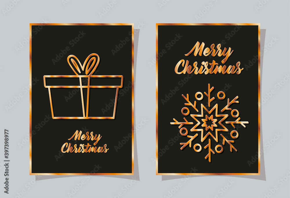merry christmas gift and snowflake vector design