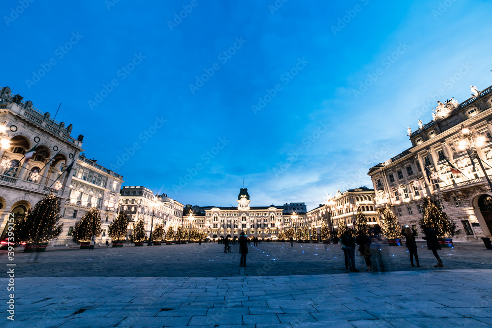The square of Trieste during Christmas time