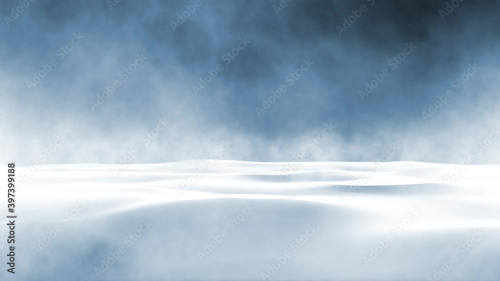 Artificial sky with clouds and fog and smoke loop animation. Abstract bright blurry shiny waves background.