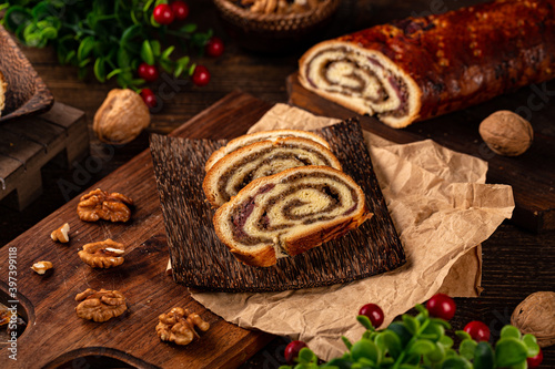 Brioche dough stuffed with walnuts