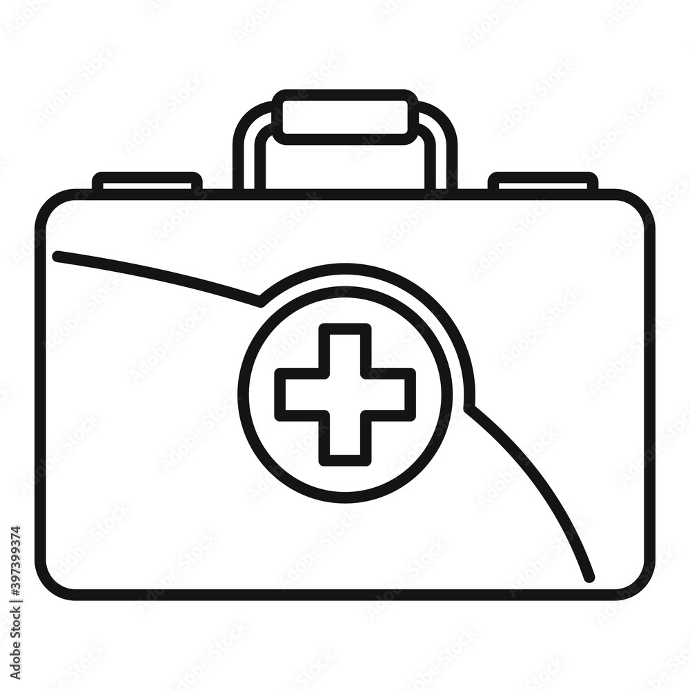 First medical aid kit icon. Outline first medical aid kit vector icon for web design isolated on white background First medical aid kit icon. Outline first medical aid kit vector icon for web design isolated on white background