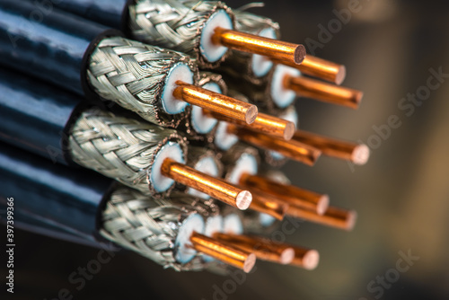 Set of stripped coaxial cable photo