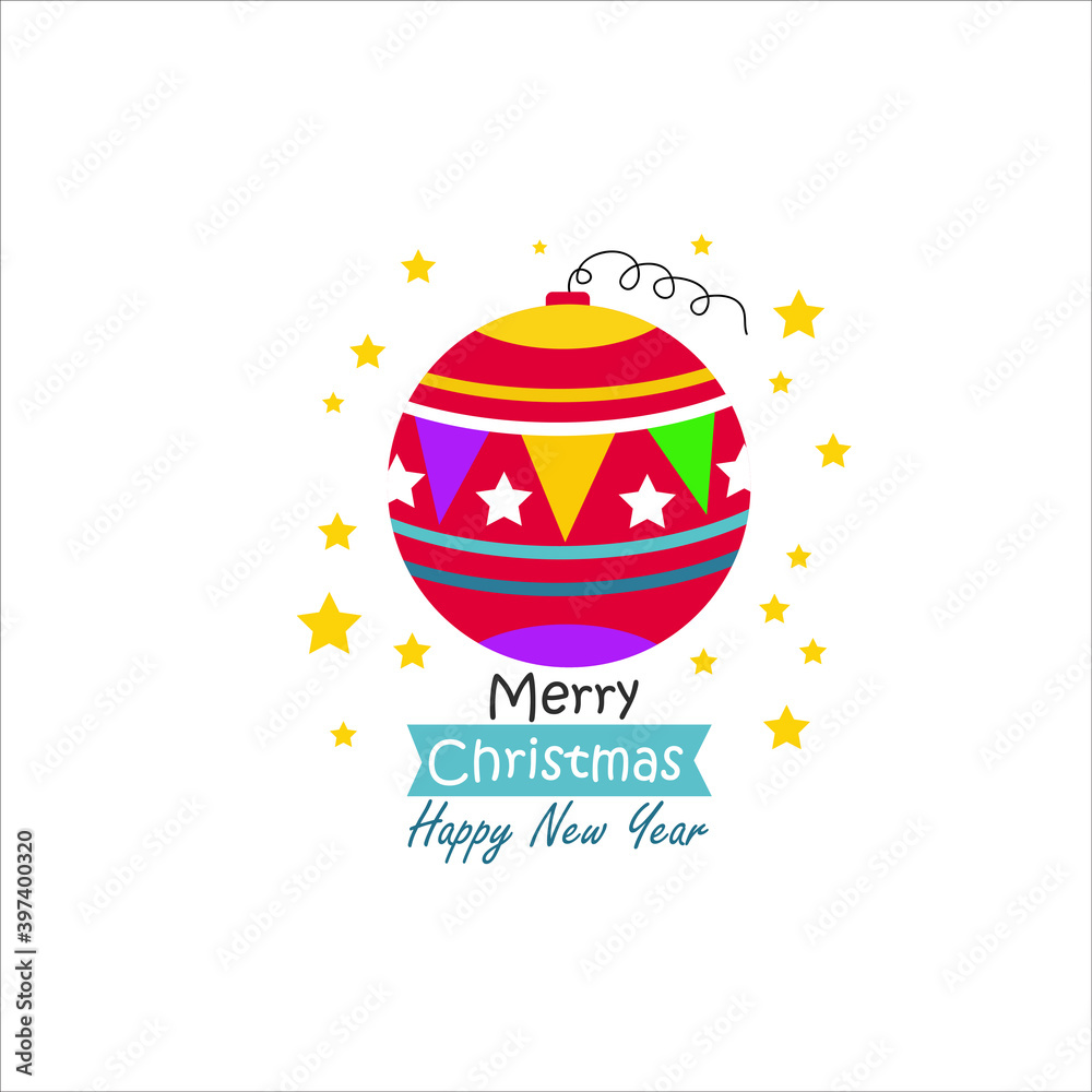 Merry christmas and happy new year vector template design illustration